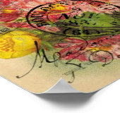 ピンクの花はがきデジタルアート ポスター (角)