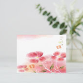ピンクの花はがき ポストカード (スタンド正面)