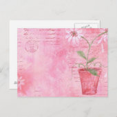 ピンクの花はがき ポストカード (正面/裏面)