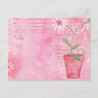 ピンクの花はがき ポストカード