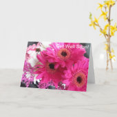 ピンクの花はすぐによく得ます カード (黄色い花)