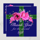 ピンクの花はギフトカードのために感謝していしています サンキューカード (正面/裏面)