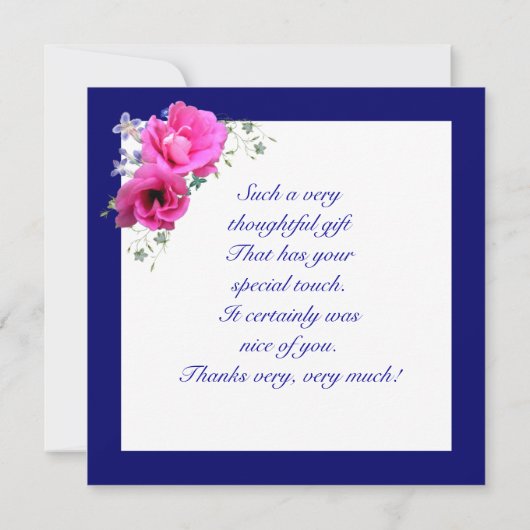 ピンクの花はギフトカードのために感謝していしています サンキューカード (裏面)