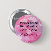 ピンクの花は直面します私にボタン喜びます 缶バッジ (正面&裏面)