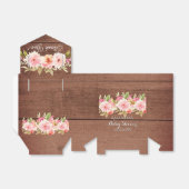 ピンクの花は素朴な茶色の木の赤ちゃんシャワー フェイバーボックス (折り畳みなし)