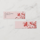 ピンクの花は縞で飾り、 スキニー名刺 (正面/裏面)