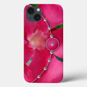 ピンクの花びらおよび真珠 iPhone 13ケース