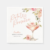 ピンクの花びらとプロセッコの花嫁シャワー ナプキン スタンダードカクテルナプキン (正面)