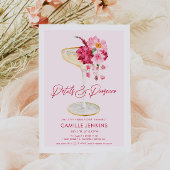 ピンクの花びらとプロセッコガーデンブライダル 招待状