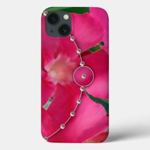 ピンクの花びらと真珠 iPhone 13ケース