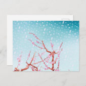 ピンクの花びらと舞う花弁（または雪？） ポストカード (正面/裏面)