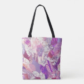 ピンクの花びらのパーソナライズされたコラージュ名トート トートバッグ (裏面)