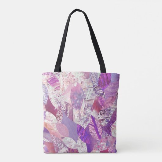 ピンクの花びらのパーソナライズされたコラージュ名トート トートバッグ (裏面)