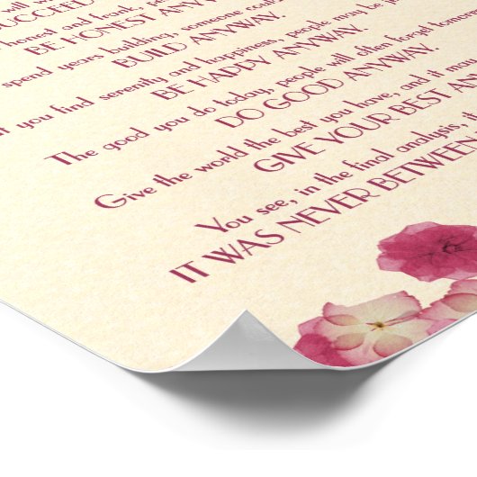 ピンクの花びらはとにかく行う ポスター (角)