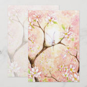 ピンクの花びら景色プレーン招待状 招待状 (正面/裏面)