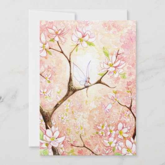 ピンクの花びら眺望 プレーン招待 招待状 (正面)