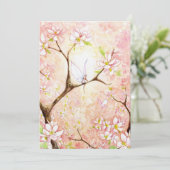 ピンクの花びら眺望 プレーン招待 招待状 (スタンド正面)