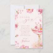 ピンクの花びら プロセッコ ブライダルシャワー サンキューカード (正面)