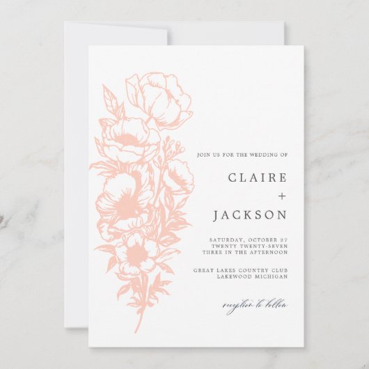 ピンクの花びら 招待状 (正面)