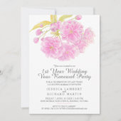 ピンクの花びら 春 初婚 誓い更新パーティー 招待状 (正面)