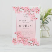 ピンクの花びら 桜の結婚式 招待状 (スタンド正面)