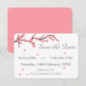 ピンクの花びら 桜のSave the Date セーブザデート (正面/裏面)