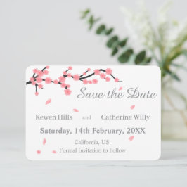 ピンクの花びら 桜のSave the Date セーブザデート