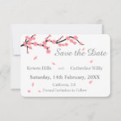 ピンクの花びら 桜のSave the Date セーブザデート (正面)