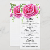 ピンクの花をあしらったシャビーシックなメニューカード メニュー (正面/裏面)