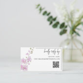ピンクの花をあしらったミニマルな結婚式の出欠確認カード エンクロージャーカード (スタンド正面)