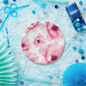 ピンクの花をプレート ペーパープレート (パーティー)