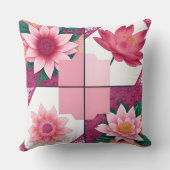 ピンクの花をモチーフにした美しいフローラ作品 クッション (裏面)