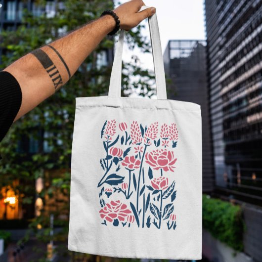 ピンクの花を切る トートバッグ