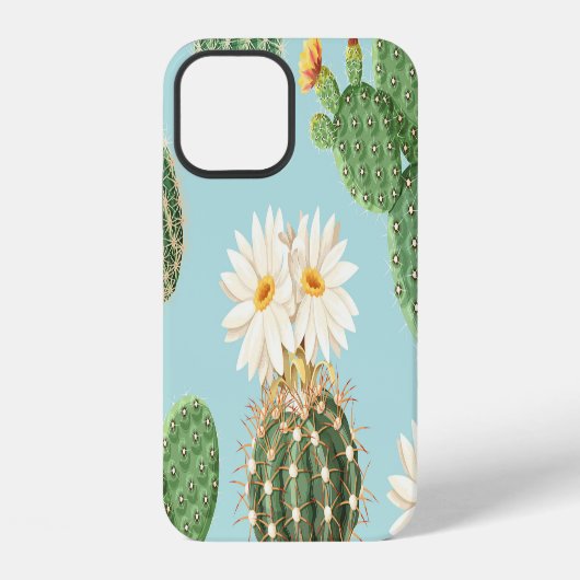 ピンクの花を咲かせたサボテン:明るい装飾 iPhoneケース (裏面)