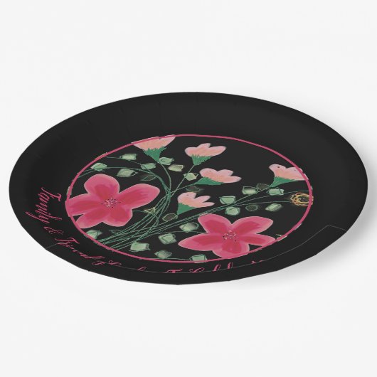 ピンクの花を咲かせたデザアートイナー ペーパープレート (アングル)