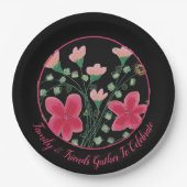 ピンクの花を咲かせたデザアートイナー ペーパープレート (正面)