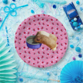 ピンクの花を咲かせたモルモット ペーパープレート (パーティー)