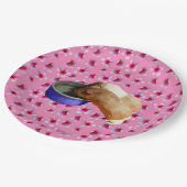 ピンクの花を咲かせたモルモット ペーパープレート (アングル)