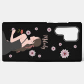 ピンクの花を持つバラの少女 SAMSUNG GALAXYケース (裏面横)