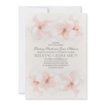 ピンクの花を持つビーチ結婚式の招待