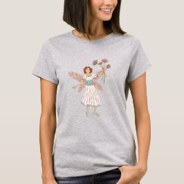 ピンクの花を持つ妖精 Tシャツ