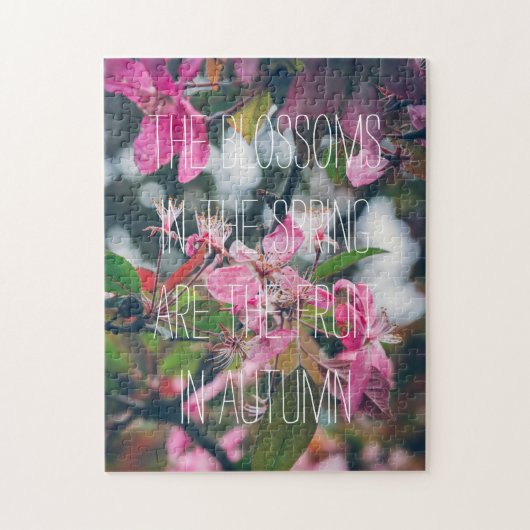 ピンクの花を持つ梅の木の枝 ジグソーパズル (縦)
