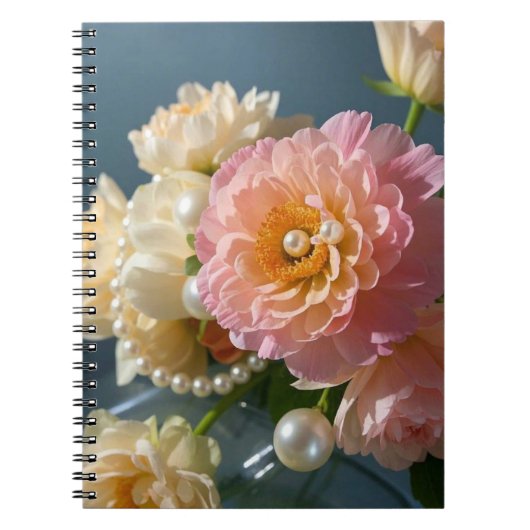 ピンクの花を持つ真珠 ノートブック (正面)