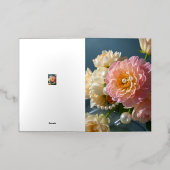 ピンクの花を持つ真珠 箔グリーティングカード (外側レイダウン)