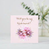 ピンクの花を持つ私の花嫁カードは? 招待状 (スタンド正面)