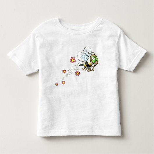 ピンクの花を持つ蜂 トドラーTシャツ (正面)