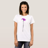 ピンクの花を持つ開花 Tシャツ (正面フル)