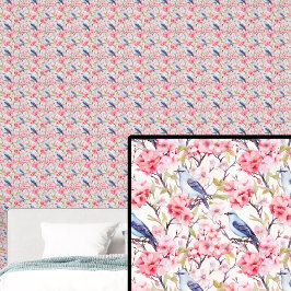 ピンクの花を持つ青い鳥 壁紙