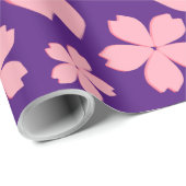 ピンクの花を紫色の包装紙 ラッピングペーパー (ロールコーナー)