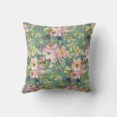 ピンクの花を緑のクッションにフローラ装飾用クッション クッション (裏面)